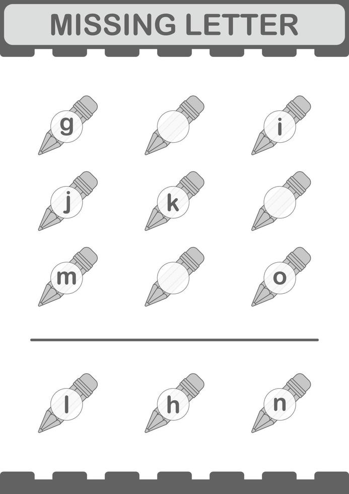 carta faltando com lápis. planilha para crianças vetor