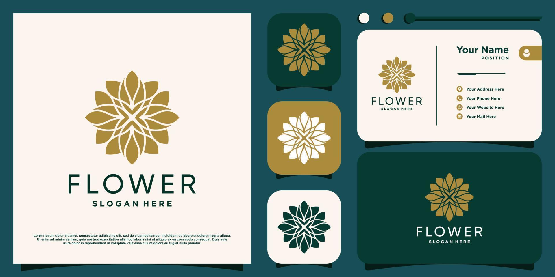 design de logotipo de beleza de flores com vetor premium de estilo criativo moderno