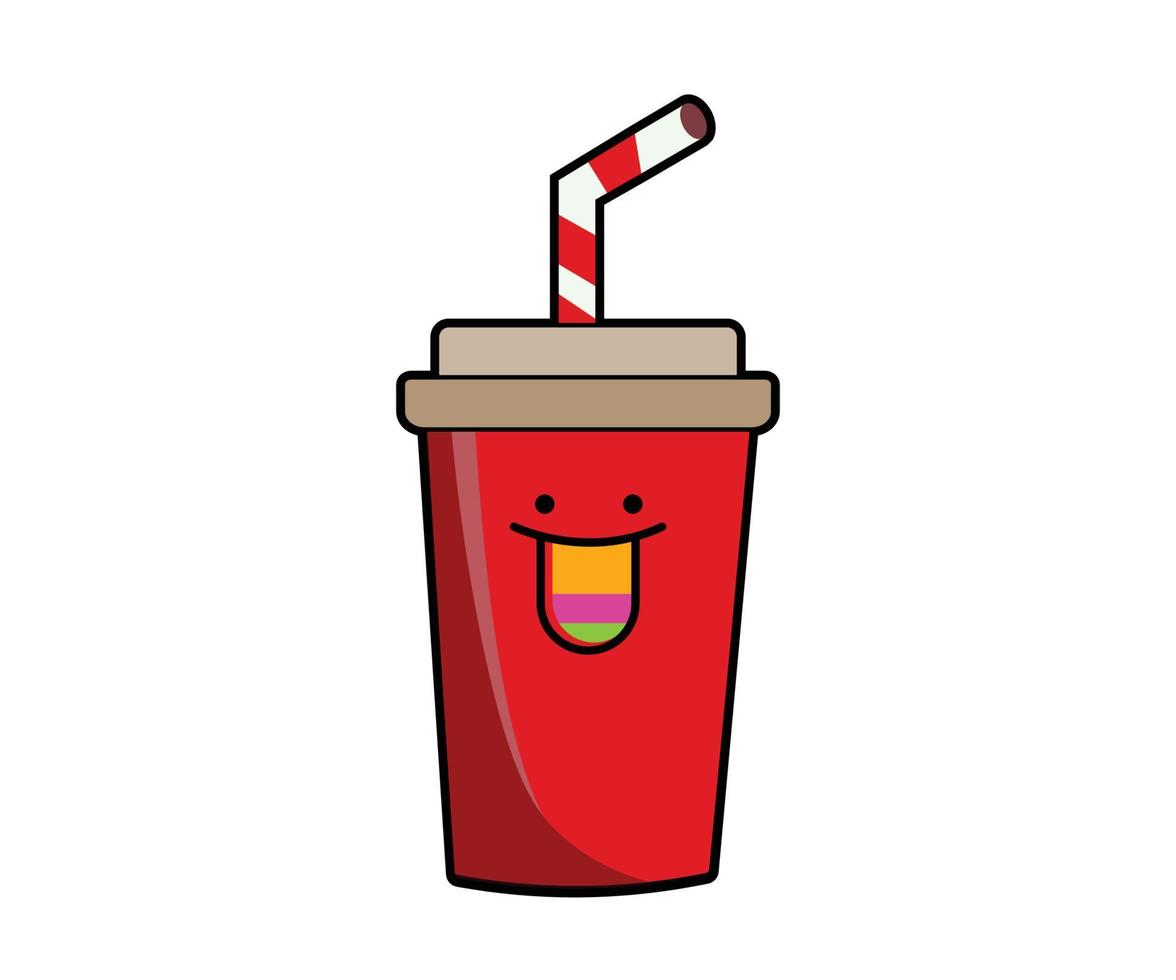 personagem de fast food vetorial, refrigerante, bebida de fast food de limonada com personagem feliz vetor