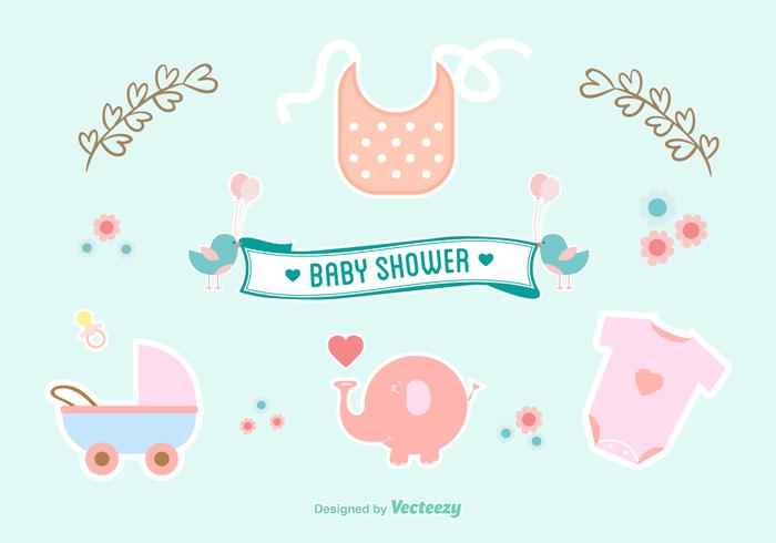 Ícones do Scrapbook do Baby Shower vetor