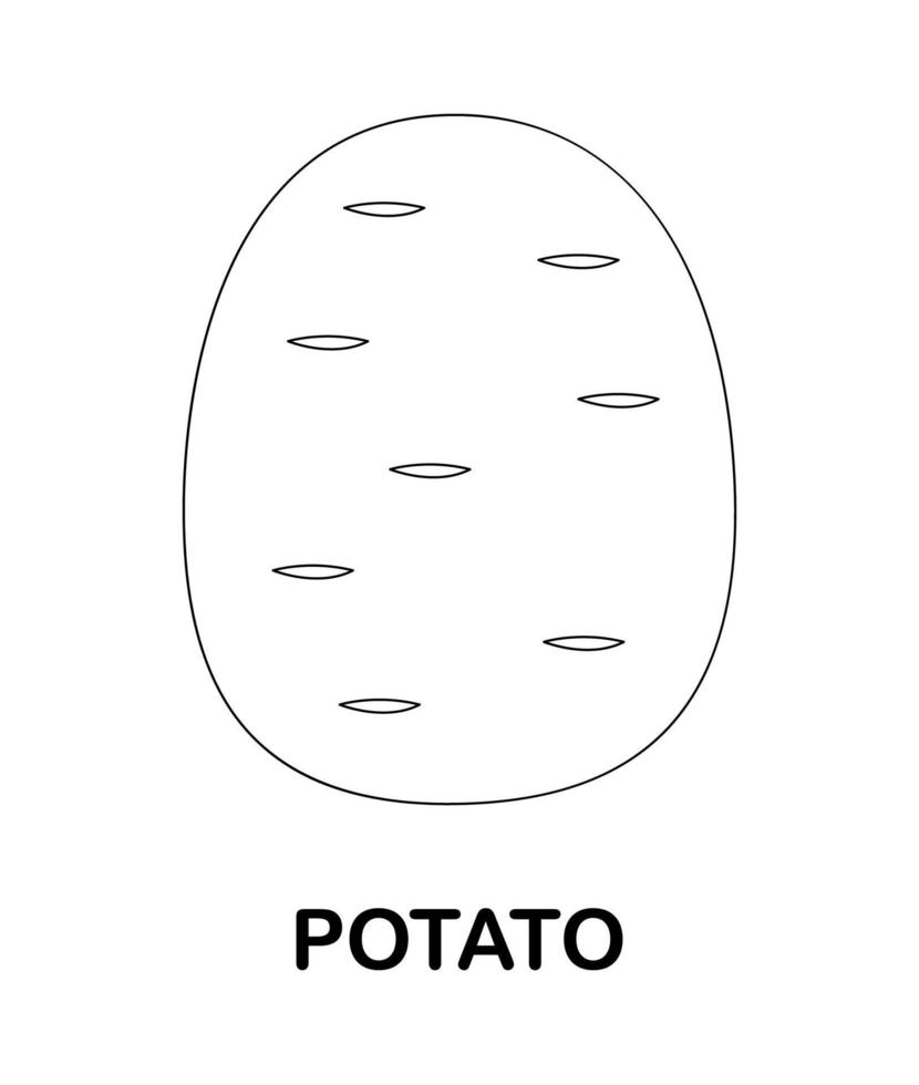 página para colorir com batata para crianças vetor