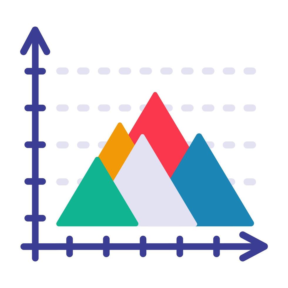 ícone de gráfico de montanha, vetor editável