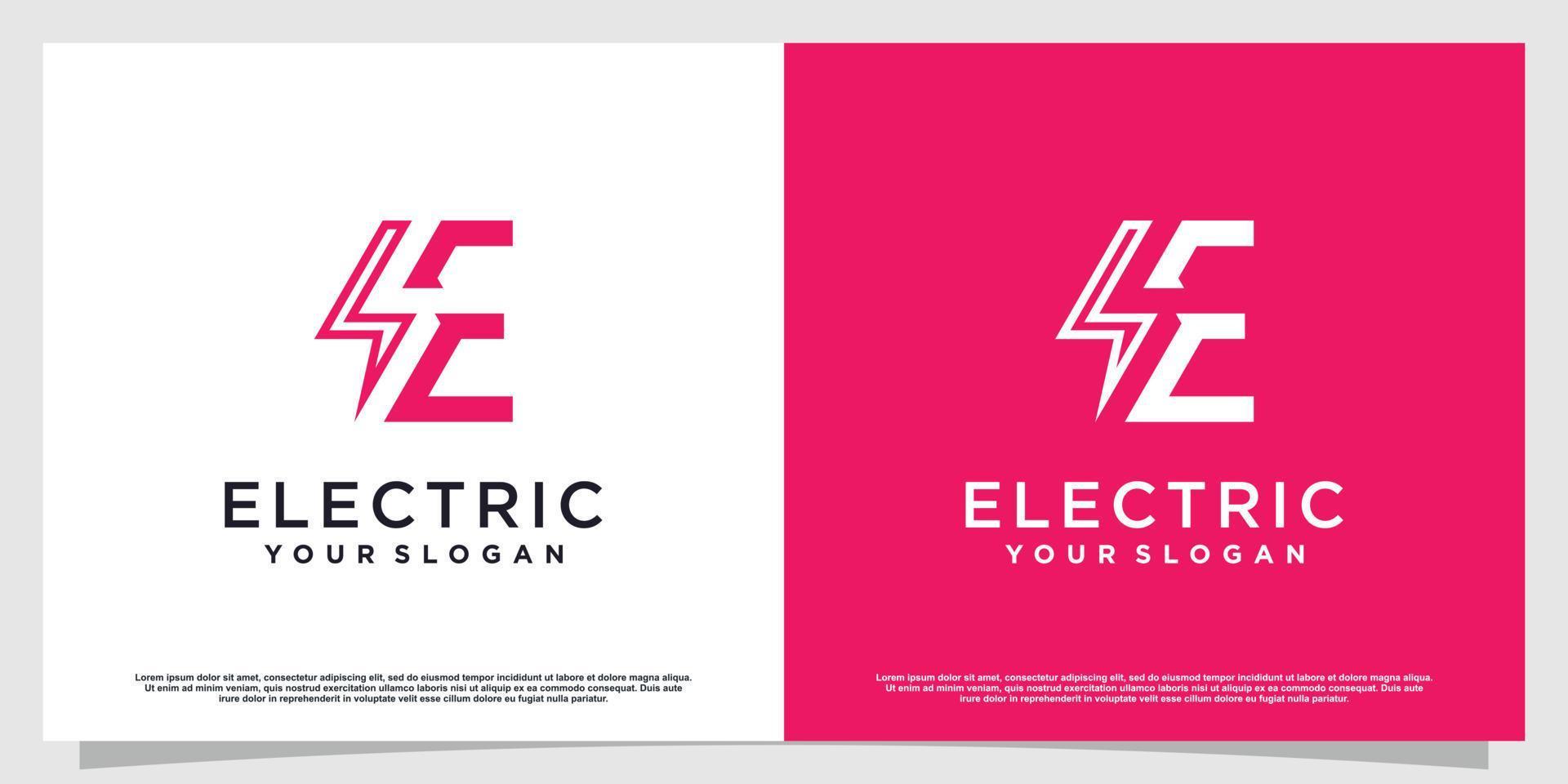 letra e logotipo com vetor premium de conceito elétrico