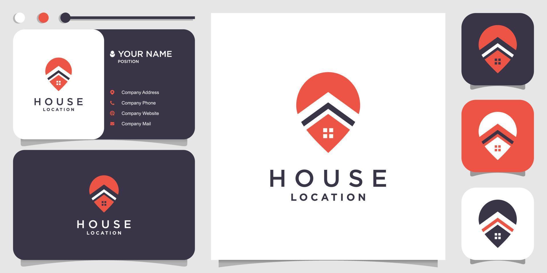 conceito de logotipo da casa com vetor premium de estilo de localização de pino