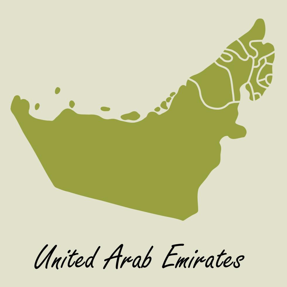 doodle desenho à mão livre do mapa dos Emirados Árabes Unidos. vetor