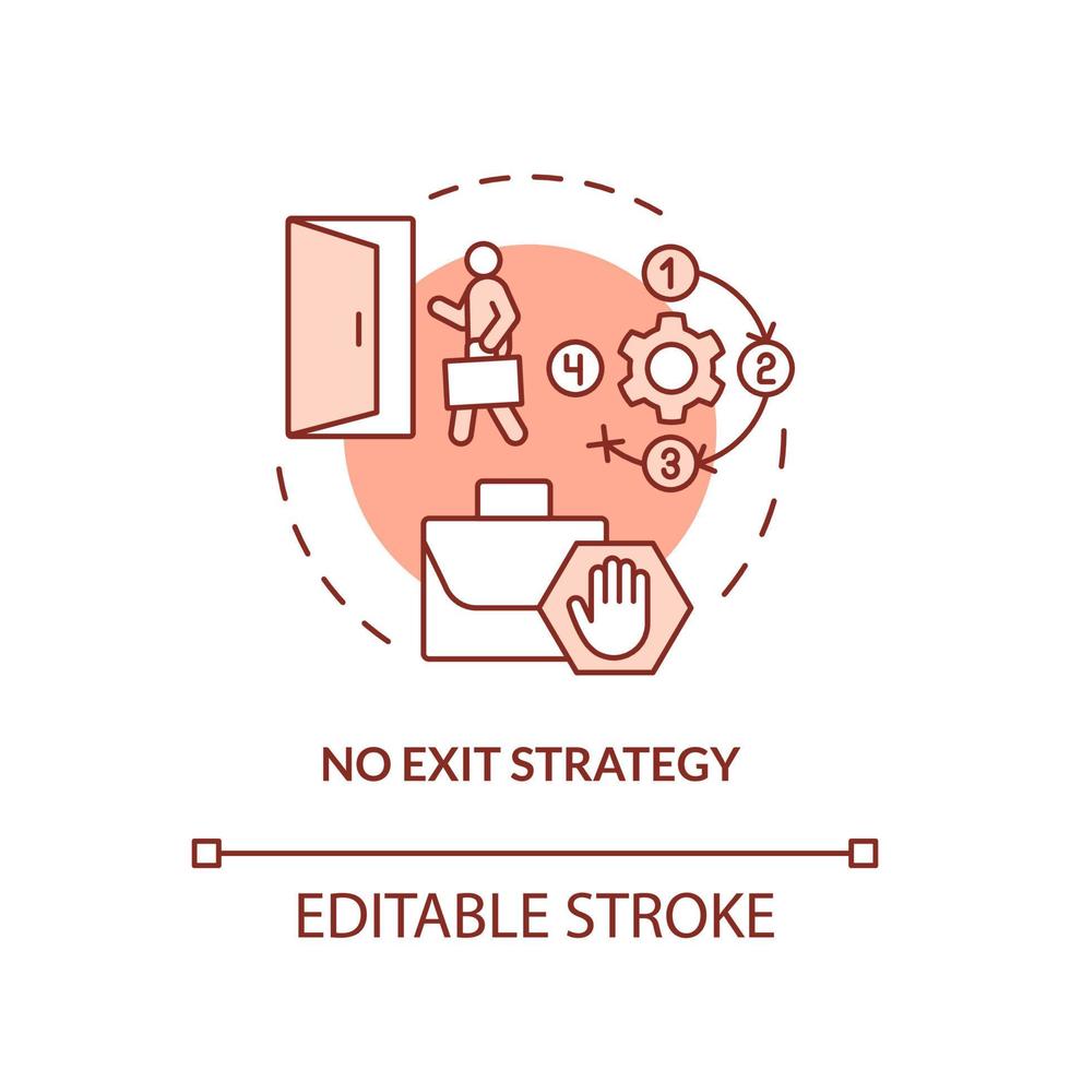 nenhum ícone de conceito de terracota de estratégia de saída. problema enfrentado por novas startups idéia abstrata ilustração de linha fina. desenho de contorno isolado. traço editável. vetor