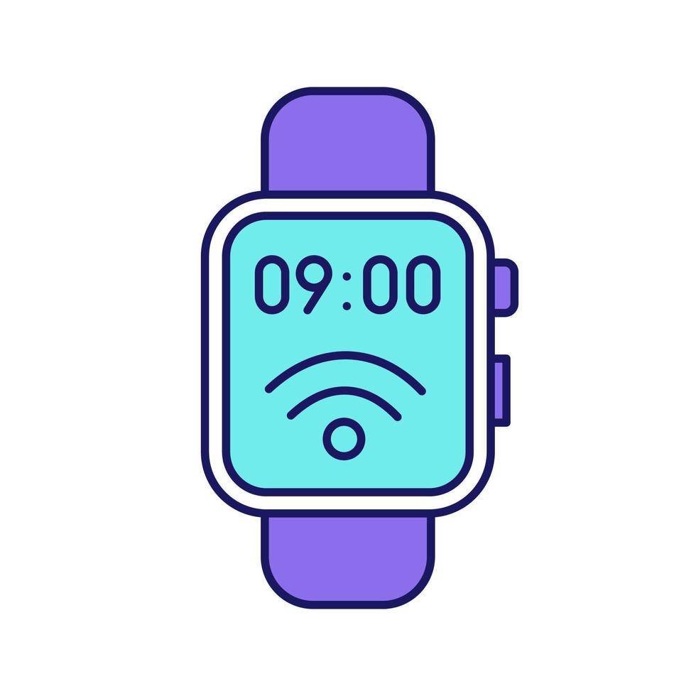 ícone de cor do smartwatch nfc. comunicação de campo próximo. relógio de pulso inteligente. tecnologia sem contato. ilustração vetorial isolada vetor
