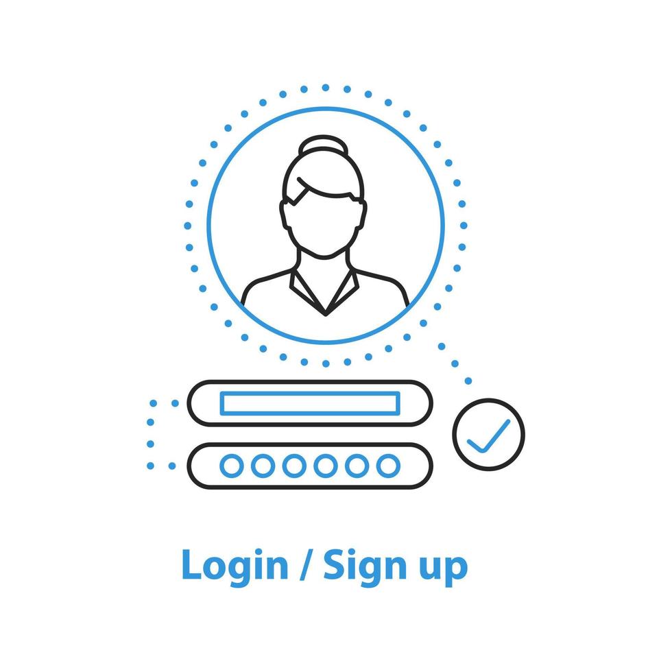 ícone do conceito de conta do usuário. ilustração de linha fina de idéia de login. autorização. desenho de contorno isolado de vetor