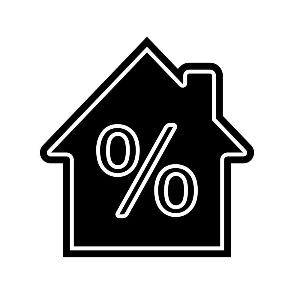 ícone de glifo de taxa de juros de hipoteca. casa com por cento dentro. símbolo de silhueta. espaço negativo. ilustração vetorial isolada vetor