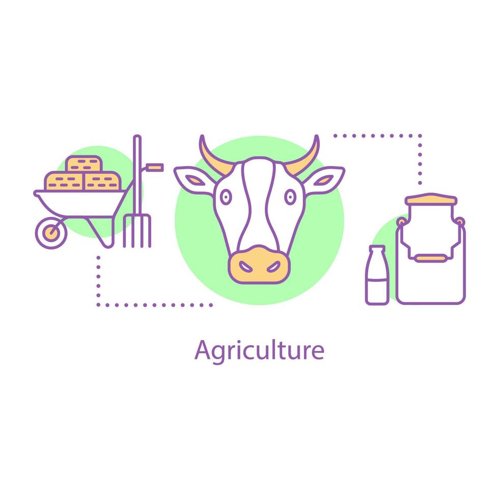 ícone do conceito de agricultura. diário e pecuária idéia ilustração de linha fina. desenho de contorno isolado de vetor