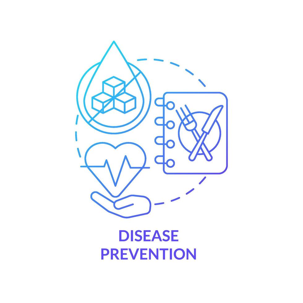 ícone de conceito gradiente azul de prevenção de doenças. doenças cardíacas previnem. vantagens de dieta saudável idéia abstrata ilustração de linha fina. desenho de contorno isolado. vetor