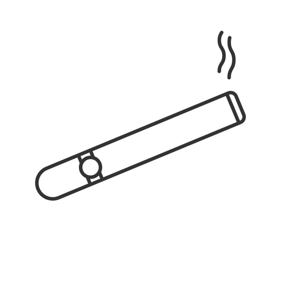 queimando ícone linear de charuto. ilustração de linha fina. cigarro. área de fumantes. símbolo de contorno. desenho de contorno isolado de vetor