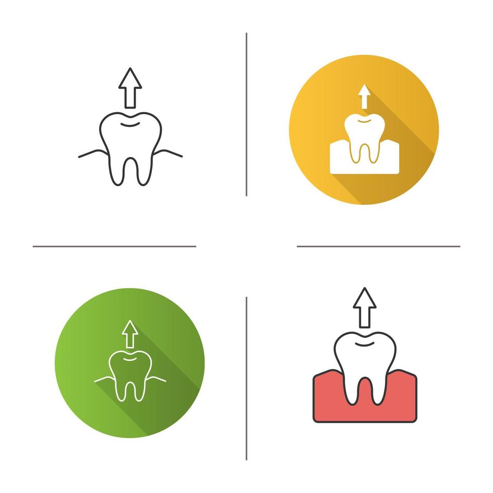 ícone de extração dentária. arrancamento de dente. design plano, estilos lineares e de cores. ilustrações vetoriais isoladas vetor