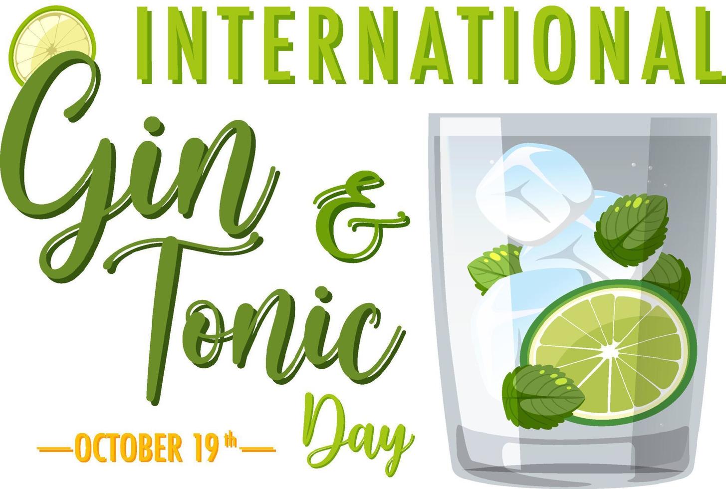 banner do dia internacional de gin e tônica vetor