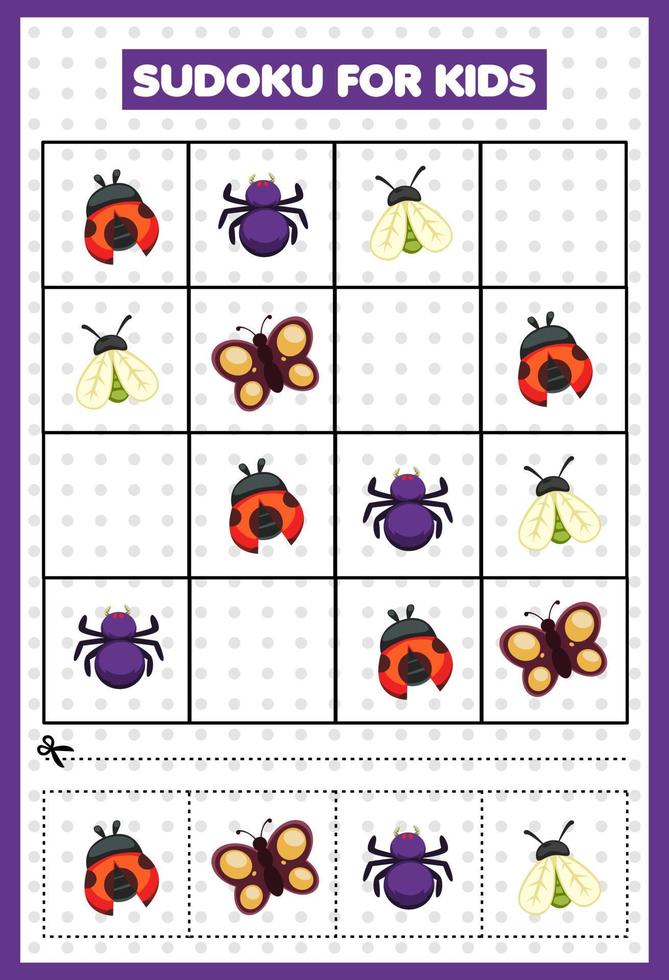 sudoku para crianças bug vetor