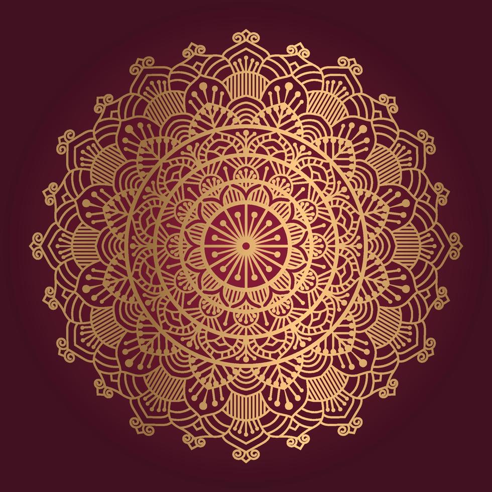 vetor de mandala de luxo com fundo de estilo dourado