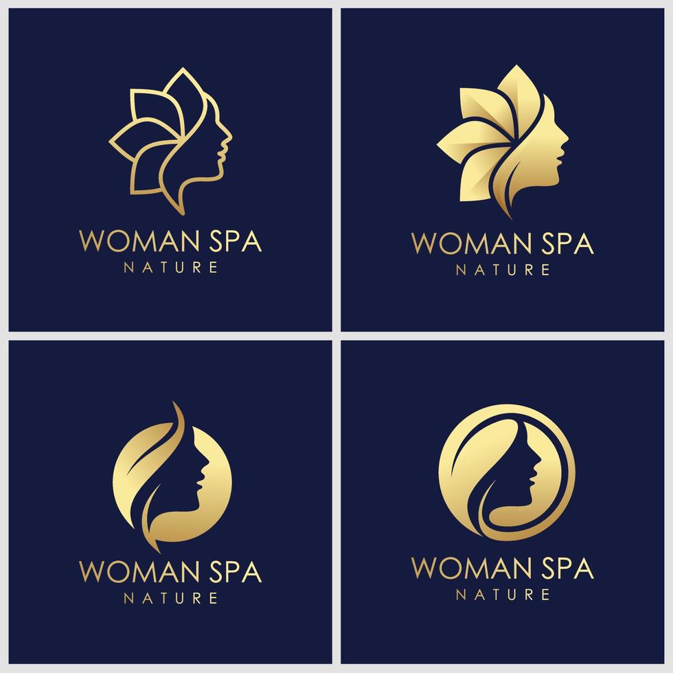 vetor de design de logotipo de cuidados com a pele de beleza dourada criativa. conceito de logotipo de terapia de spa.
