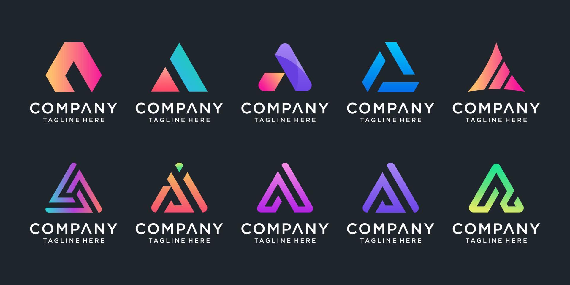 conjunto de carta criativa um modelo de design de logotipo. ícones para negócios de luxo, elegantes, simples. vetor
