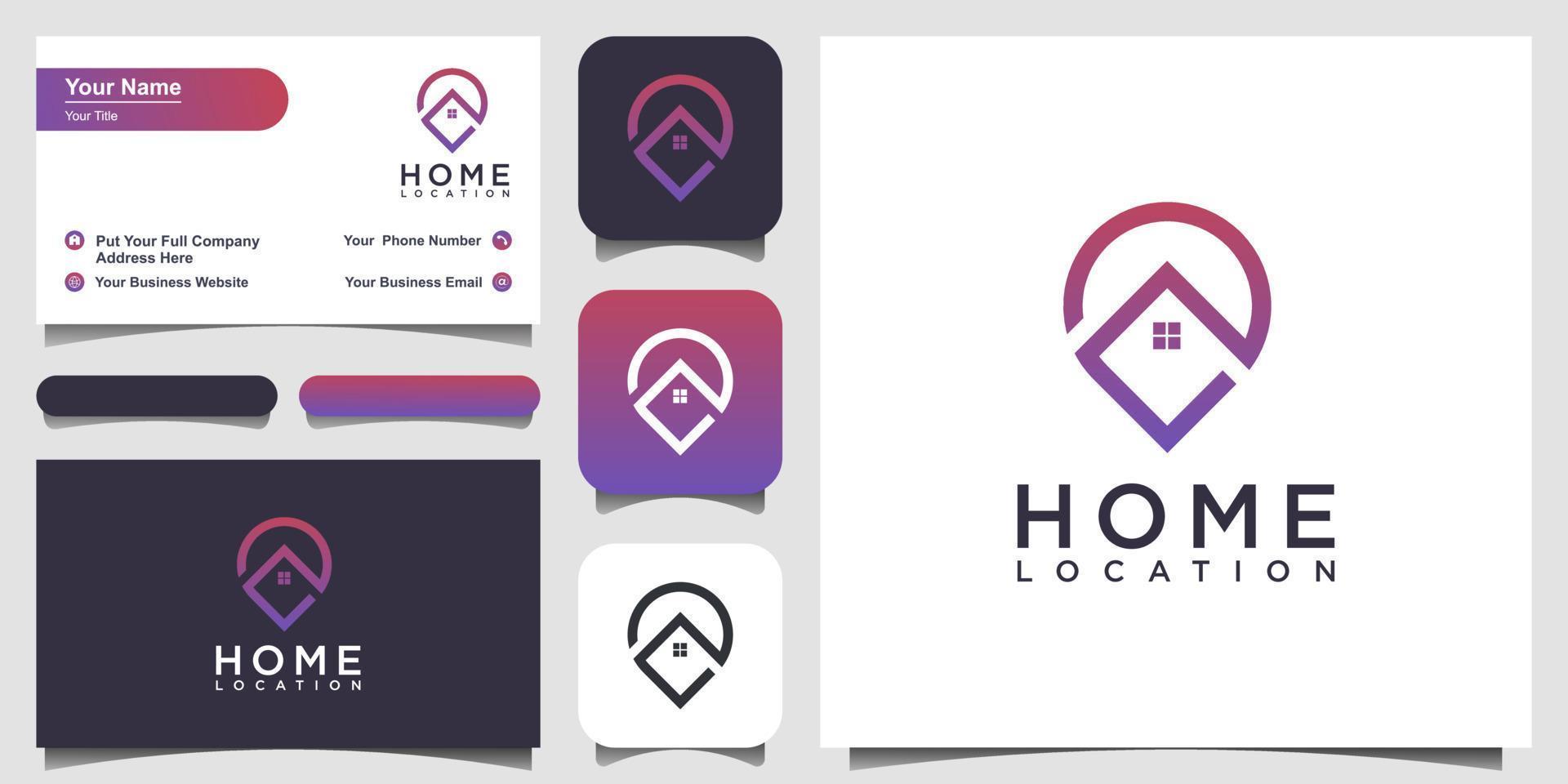 modelos de design de logotipo de localização residencial. design de logotipo e cartão de visita vetor