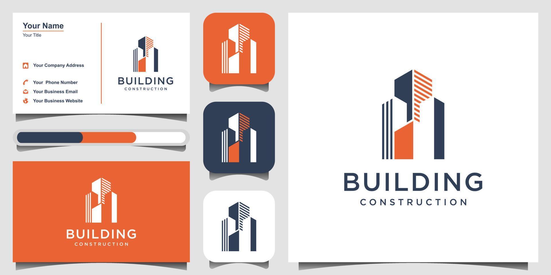 modelo de design de logotipo de construção. construção abstrata para inspiração de design de logotipo. design de logotipo, ícone e cartão de visita vetor