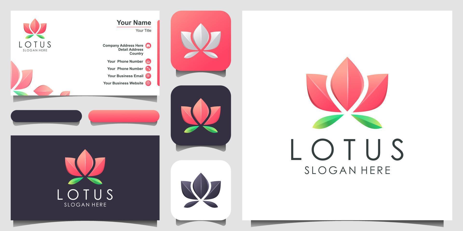 design de vetor de logotipo de flor de lótus. centro de ioga, spa, logotipo de luxo do salão de beleza. design de logotipo, ícone e cartão de visita