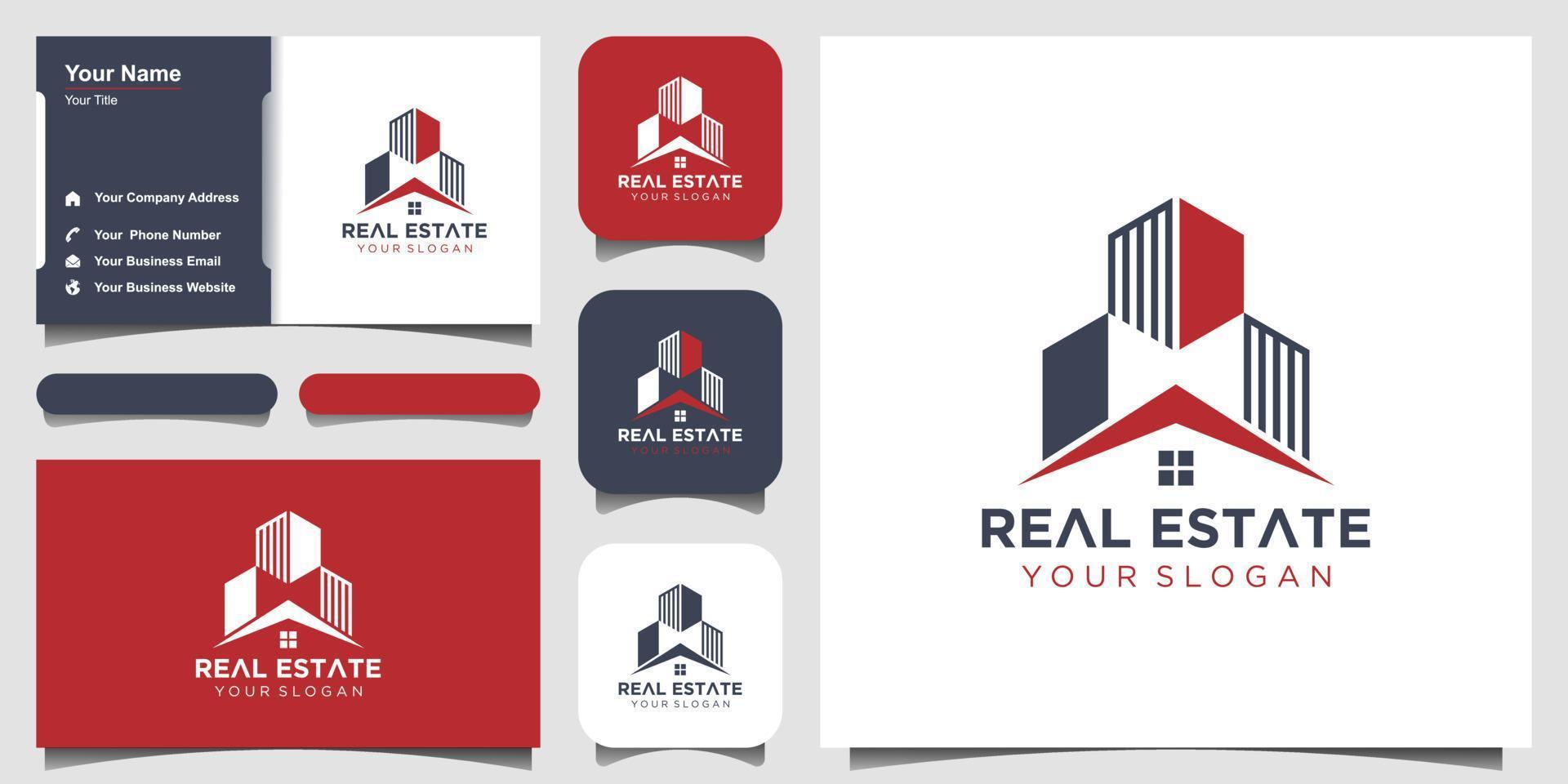 inspiração de design de logotipo de construção imobiliária. vetor