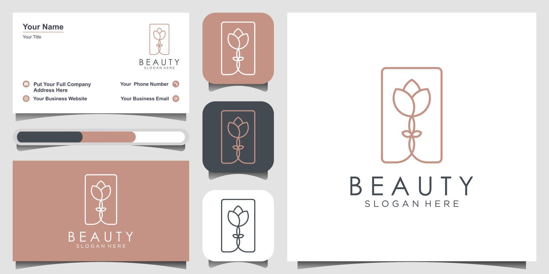 inspiração de design de logotipo minimalista elegante flor rosa, cosméticos, ioga e spa. design de logotipo, ícone e cartão de visita vetor