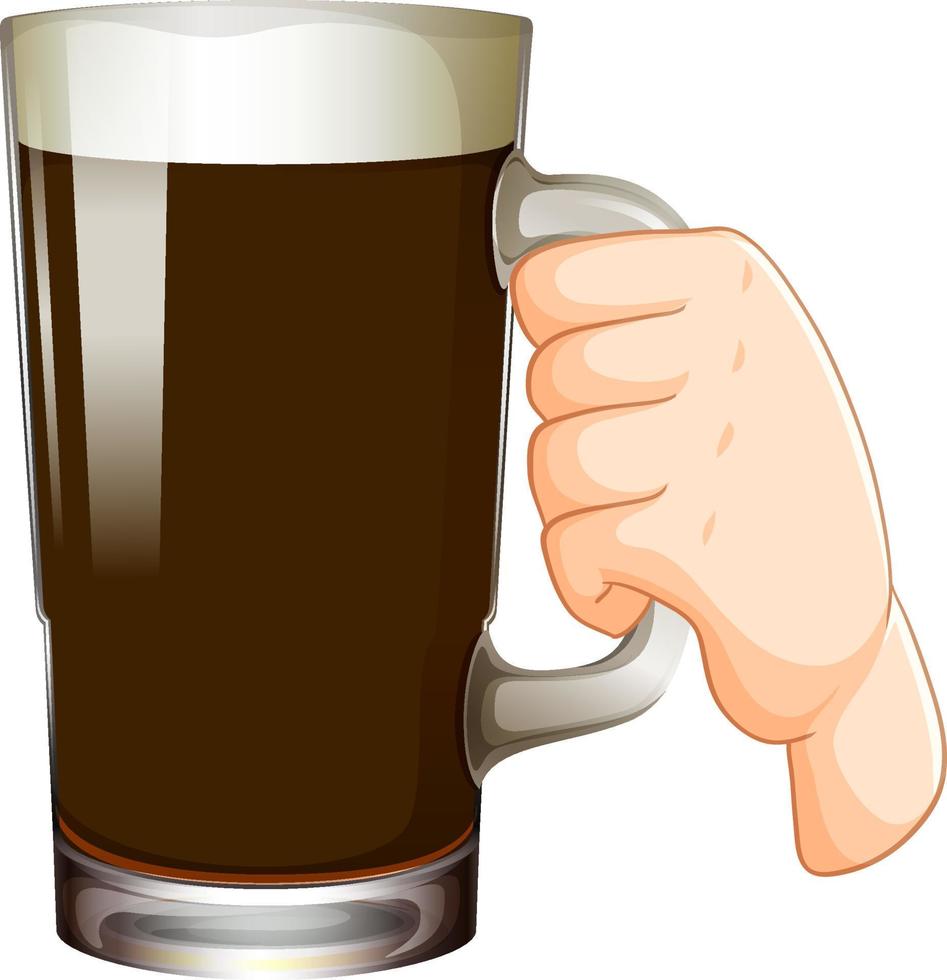 mão segurando o copo de cerveja vetor