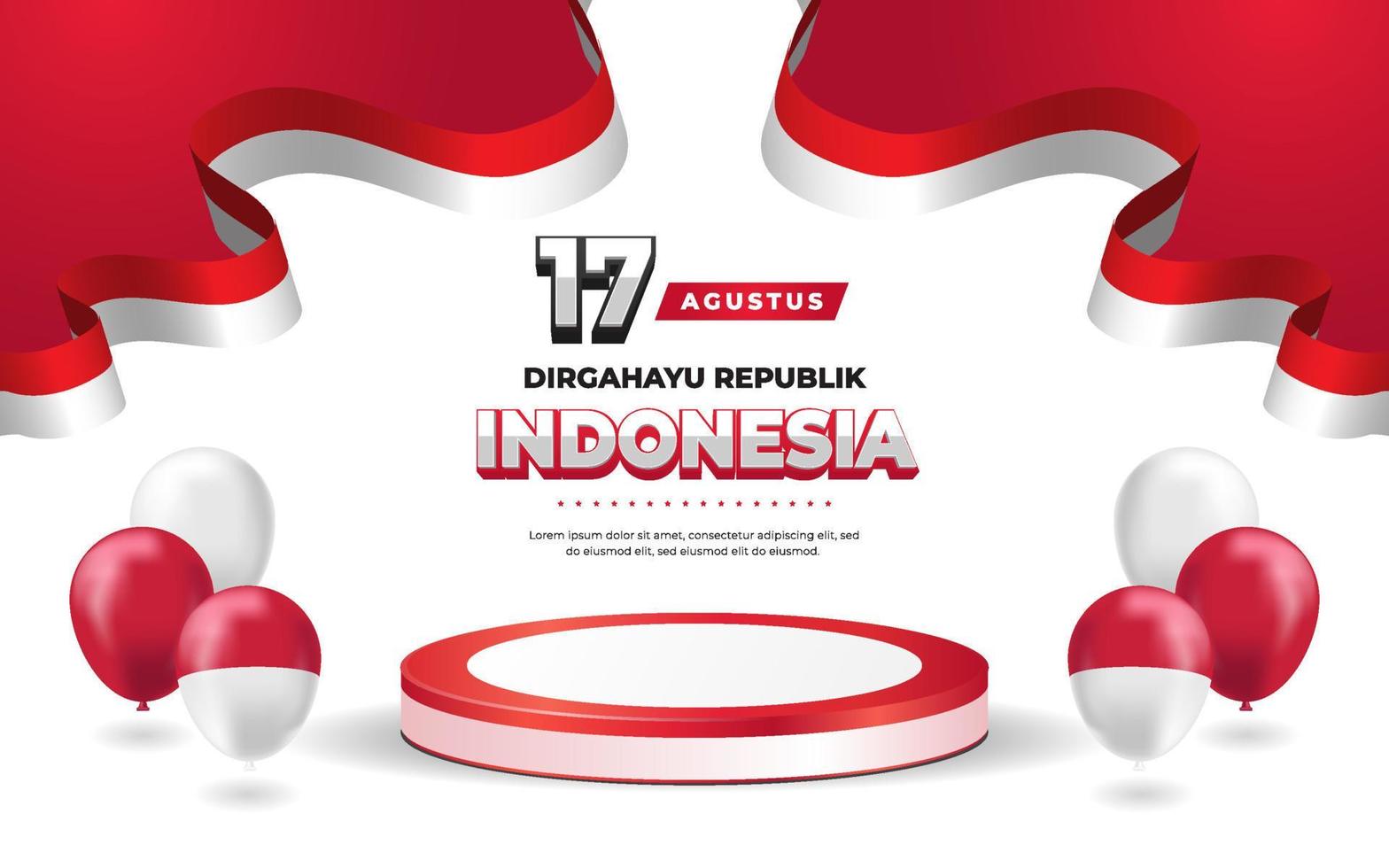 17 de agosto banner de cartão de saudação do dia da independência da indonésia vetor
