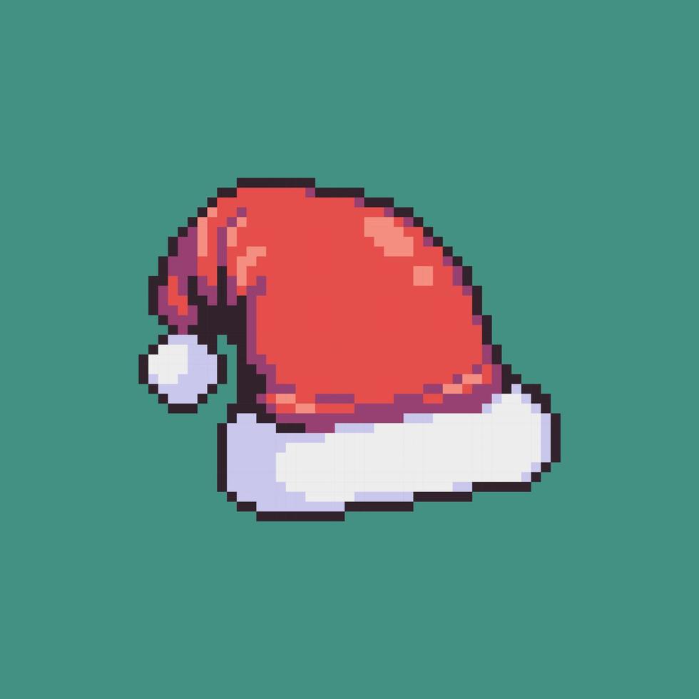 chapéu de natal de ilustração vetorial pixel art totalmente editável para desenvolvimento de jogos, design gráfico, pôster e arte. vetor