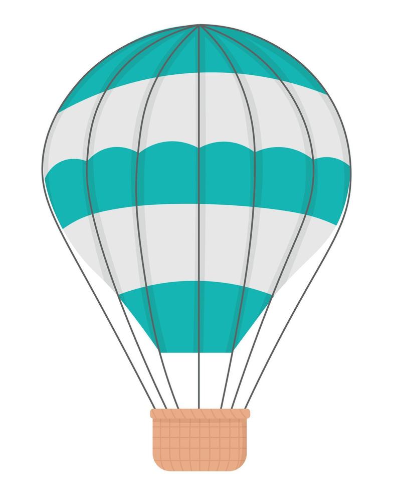 grande balão com uma cesta para voos. doodle clipart plano. todos os objetos são repintados. vetor