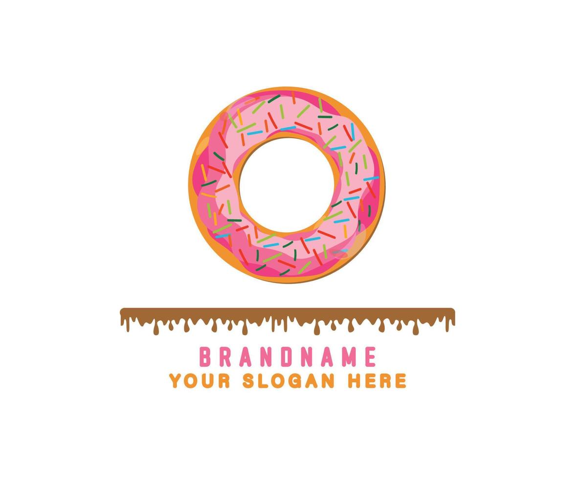 letra o alfabeto com alfabeto de pão de donut rosa é adequado para logotipos, títulos e cabeçalhos, vetor de donut fofo