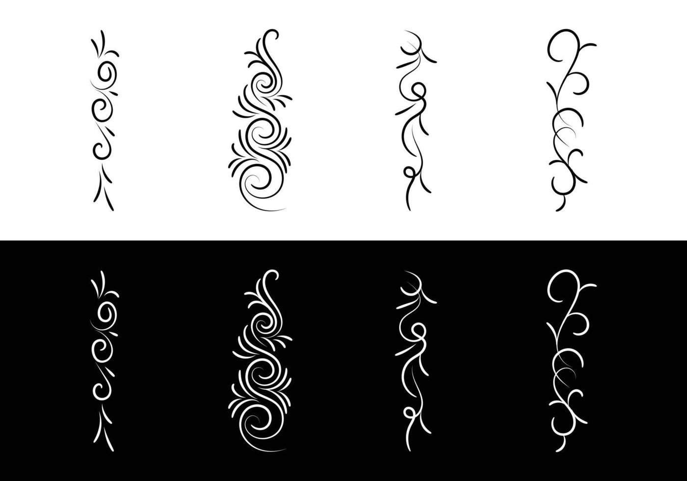 conjunto de ilustração vetorial de fronteira caligráfica e divisores monogramas decorativos e decorativos e bordas caligráficas. vetor