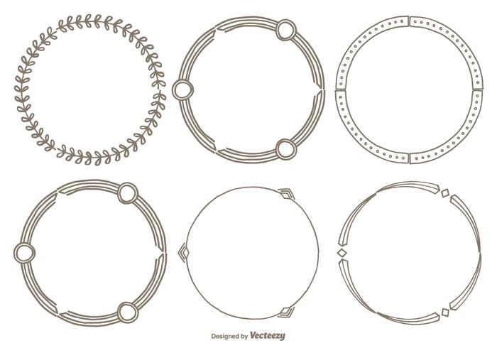 Conjunto de moldura de estilo desenhado à mão vetor