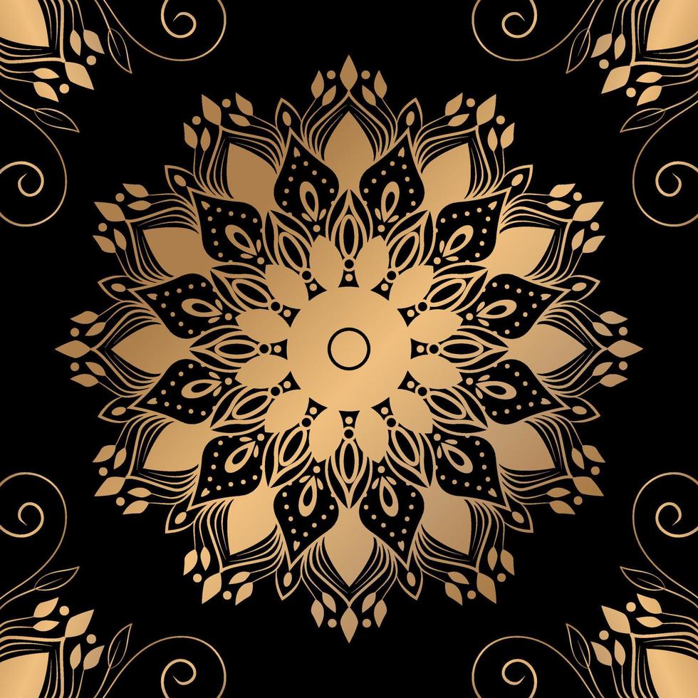 fundo de design de mandala ornamental de luxo em ouro vetor