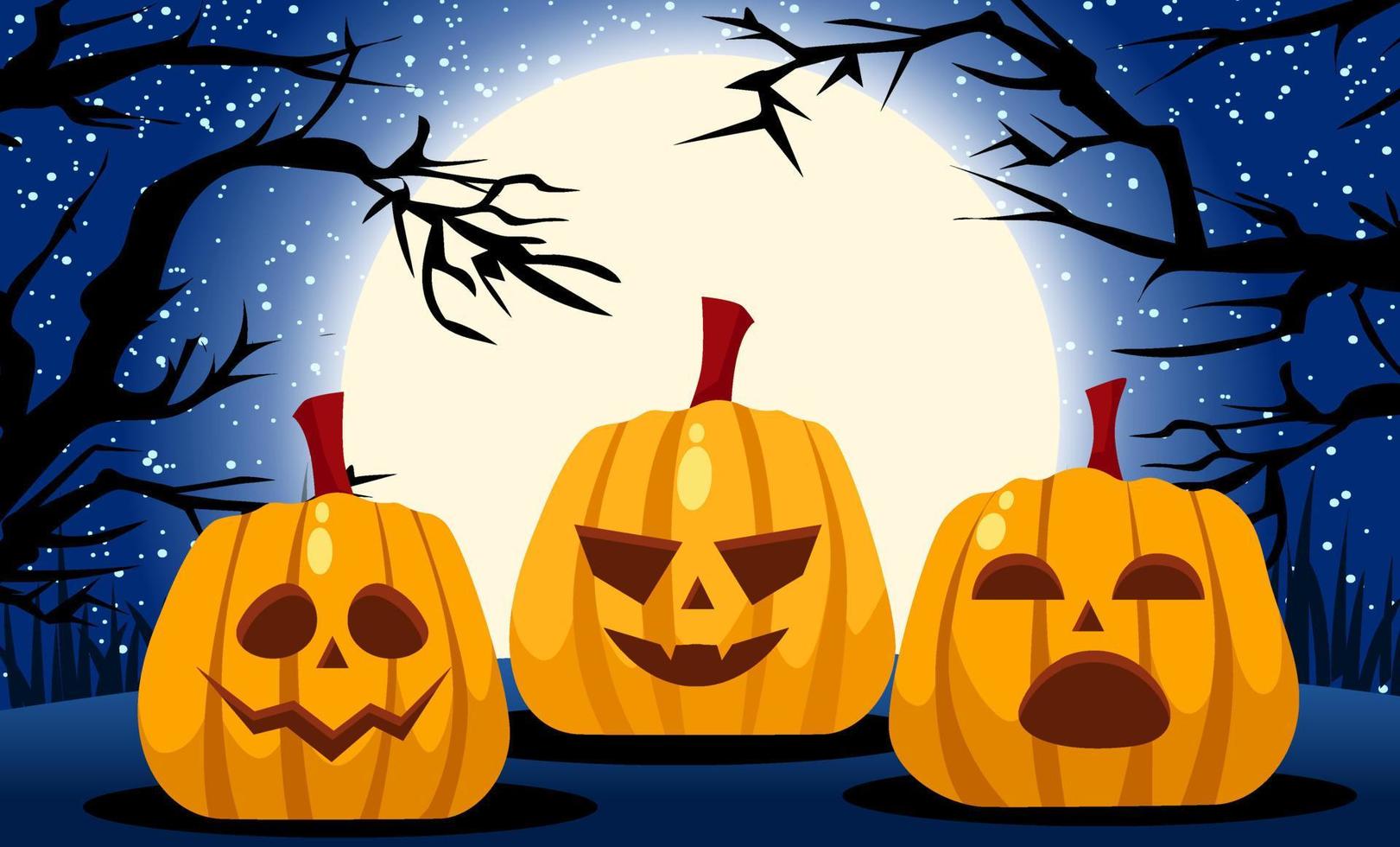 paisagem de ilustração de noite de halloween vetor