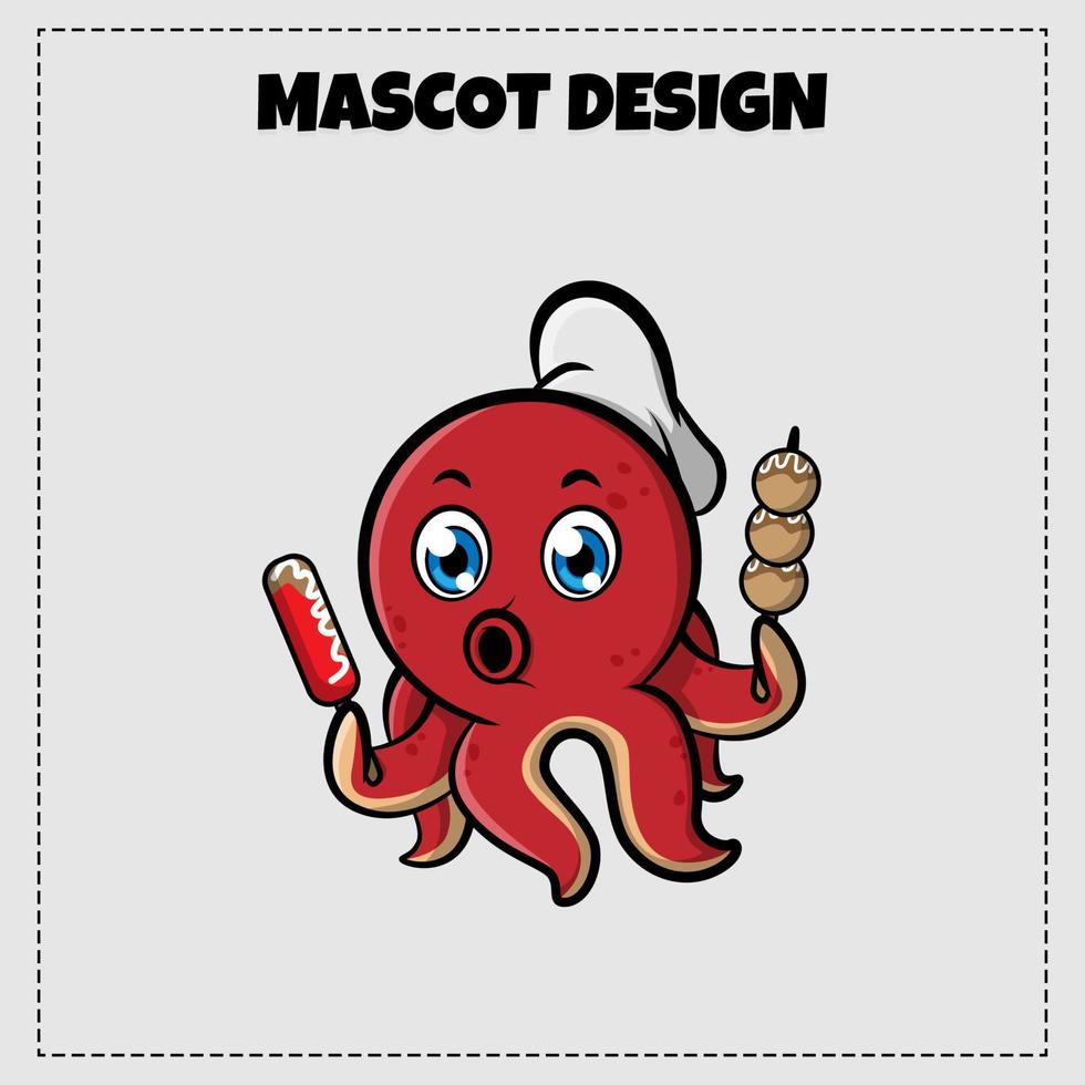 ilustração de design de mascote de polvo vetor