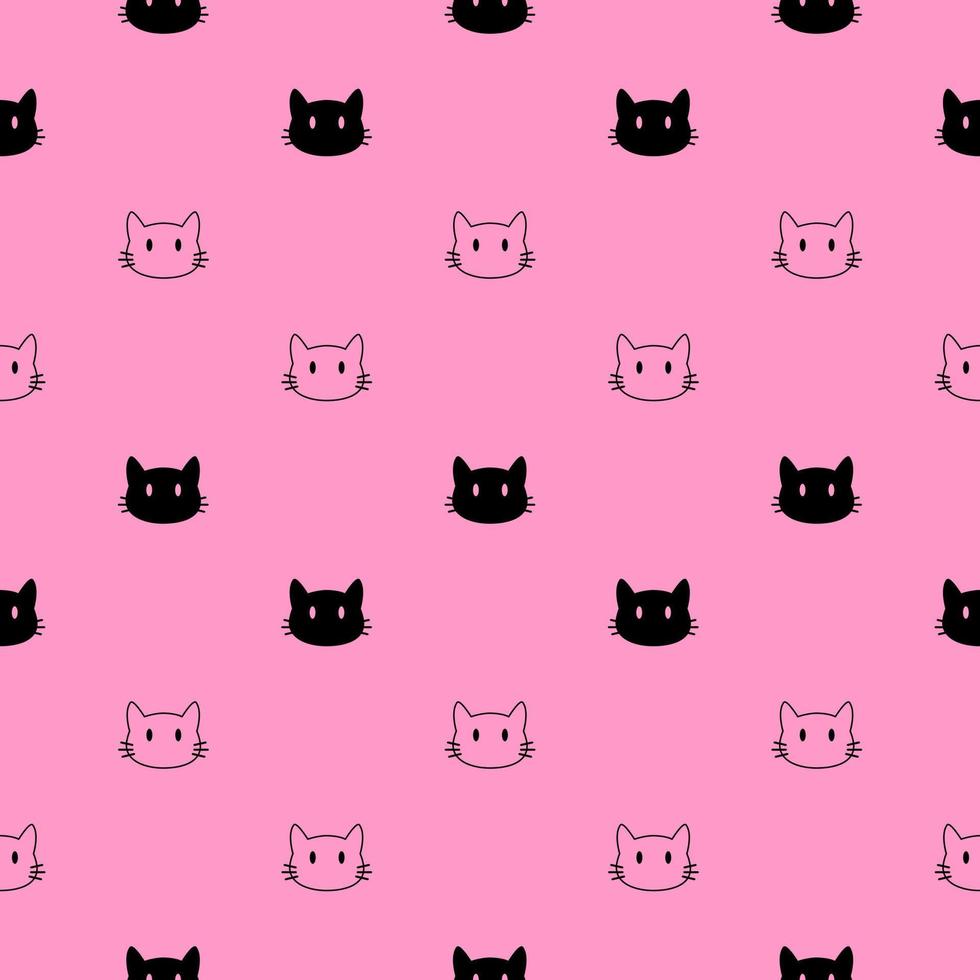 cara de gato sem costura padrão no fundo rosa vetor