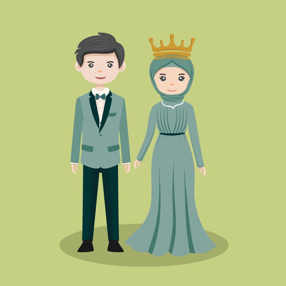 casais asiáticos tiram alegremente fotos pré-casamento no dia dos namorados com terno tailandês e vestido verde antes de se casar. vetor