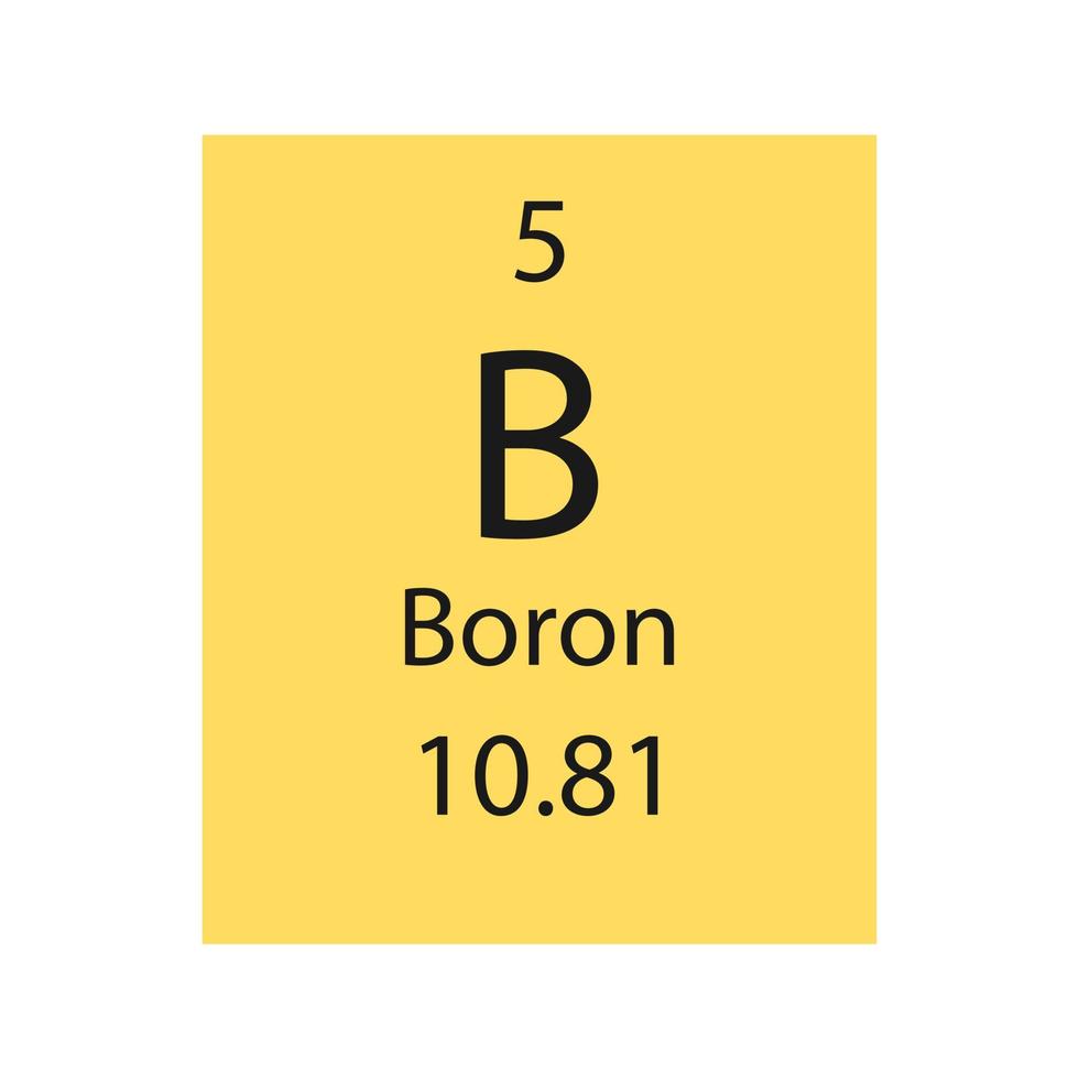 símbolo de boro. elemento químico da tabela periódica. ilustração vetorial. vetor