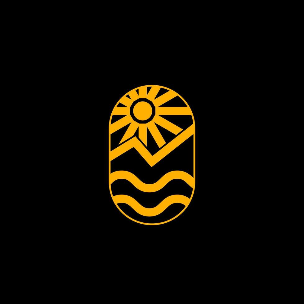 design de ícone de logotipo vintage ao ar livre de aventura de montanha, vetor de acampamento de logotipo