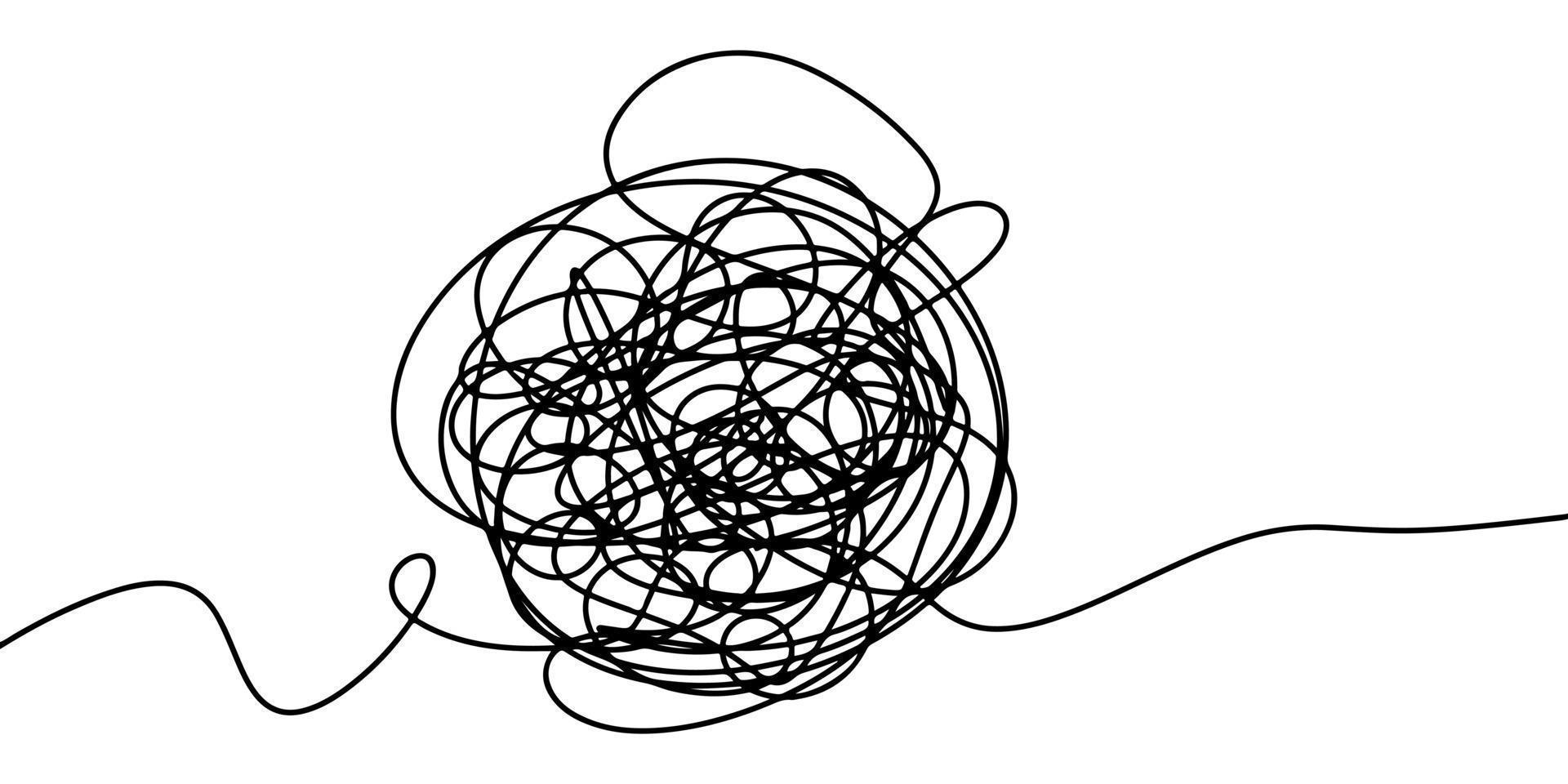 mão desenhada de esboço de rabisco emaranhado. Rabisco abstrato, padrão de doodle caos isolado no fundo branco. ilustração vetorial vetor