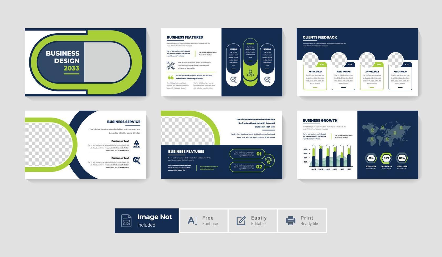 pacote de design de modelo de slides de apresentação de negócios criativos modernos definir todo o design vetor