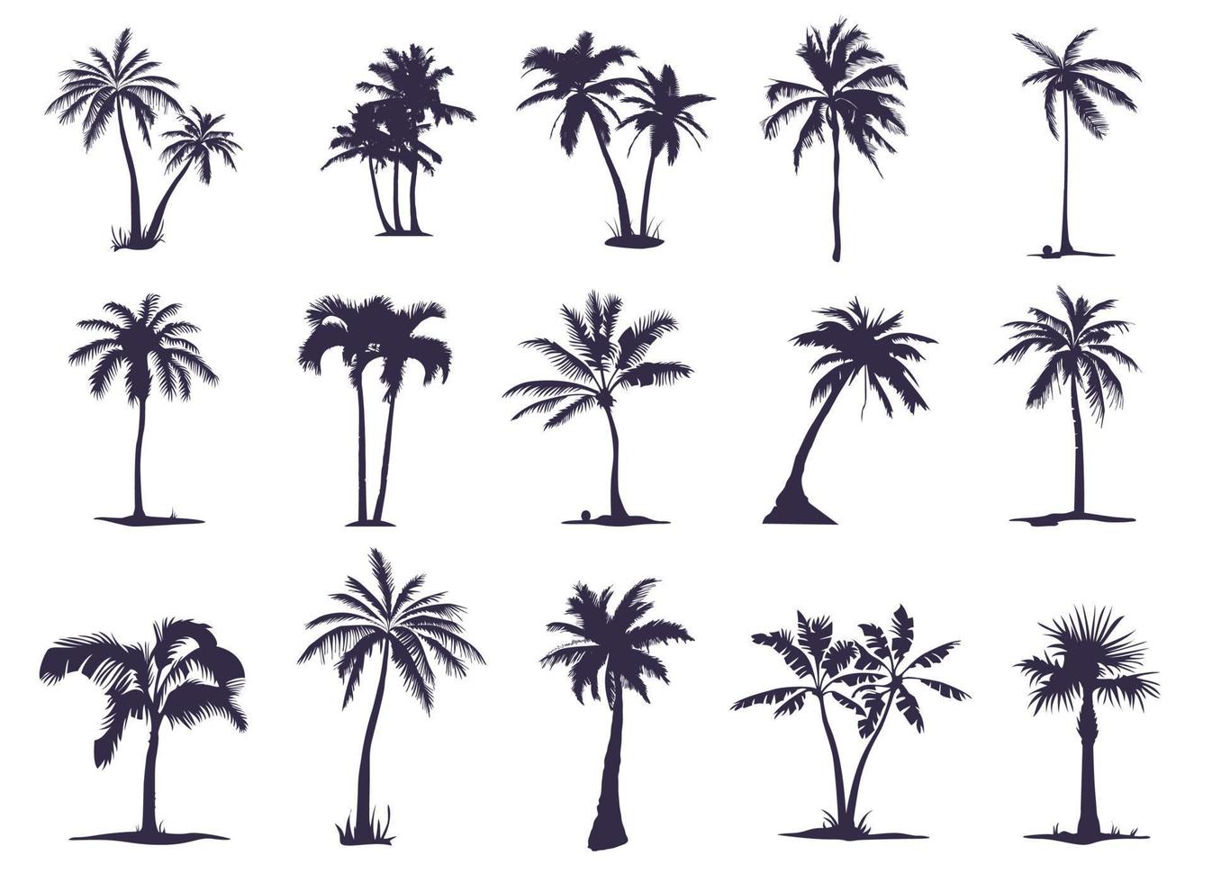 um grande conjunto de silhuetas de palmeiras. silhueta de palmeira para suas necessidades e arte vetor