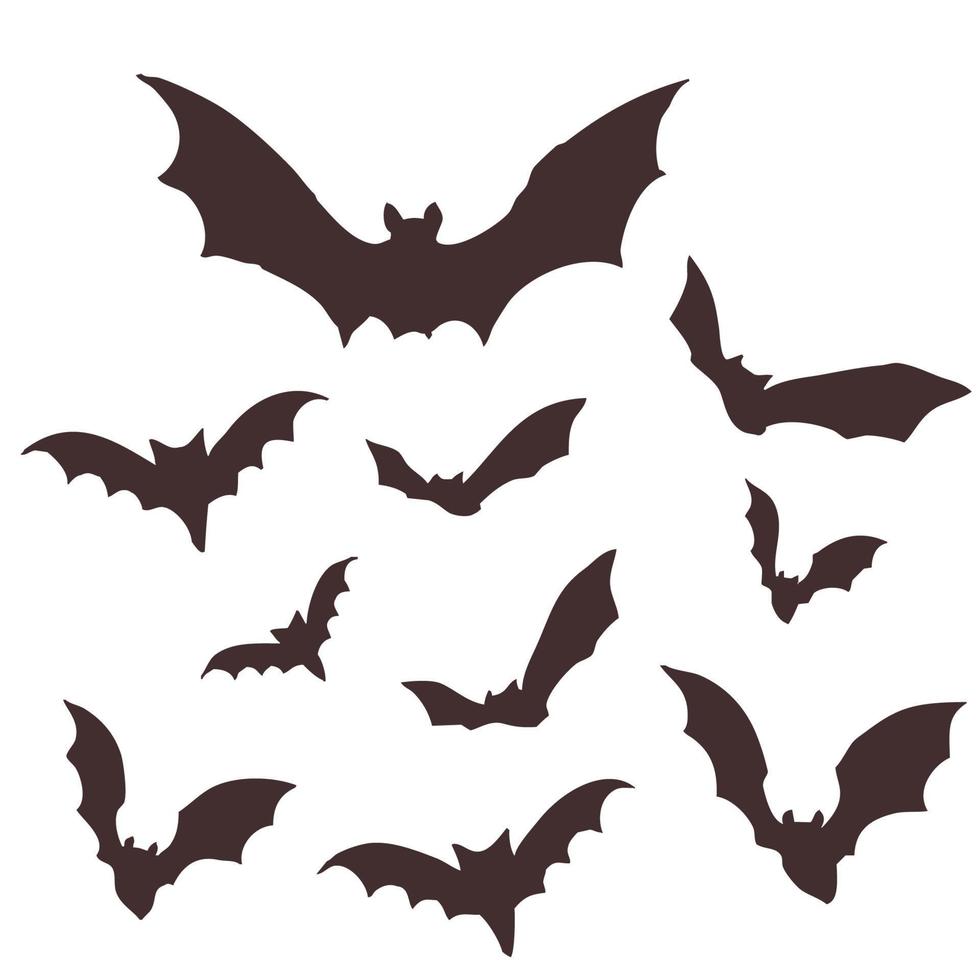 um conjunto de silhuetas de morcegos para você no halloween vetor