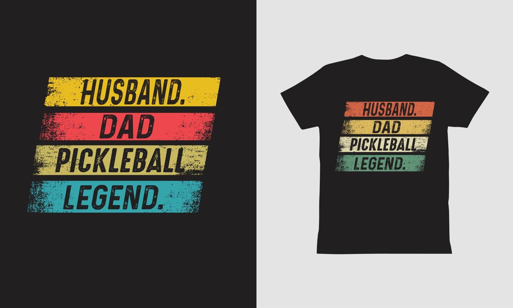 design de camiseta de lenda de pickle-ball de pai marido. vetor