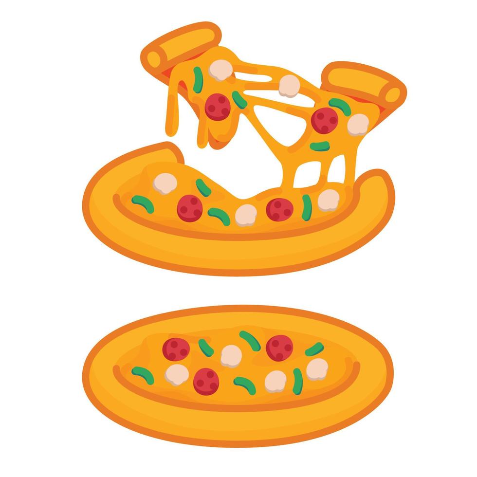 pedaço de pizza kawaii doodle ilustração vetorial de desenho animado plano vetor