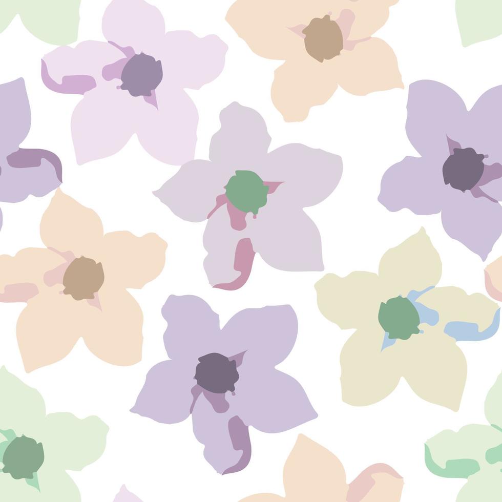 padrão de plantas sem costura em fundo branco com flor pastel, cartão ou tecido vetor