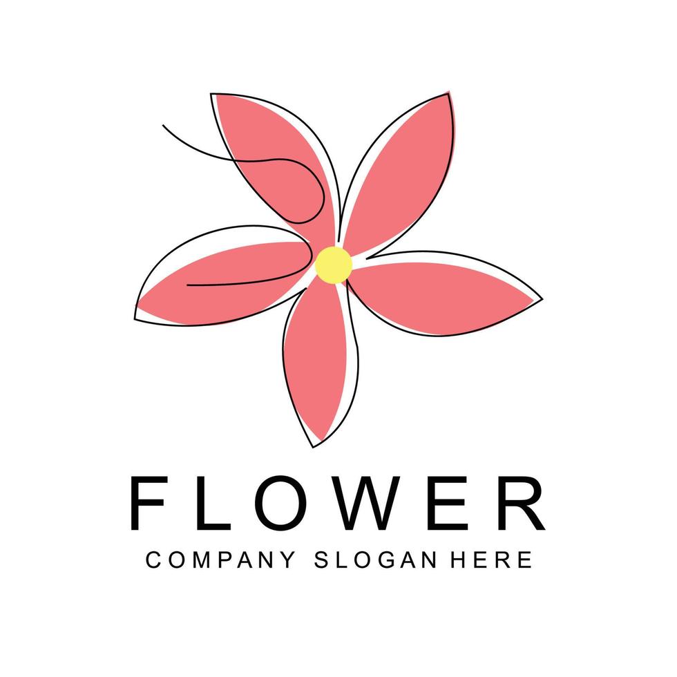 design de logotipo floral, arte abstrata de ícone de linha de estilo de ilustração vetorial vetor