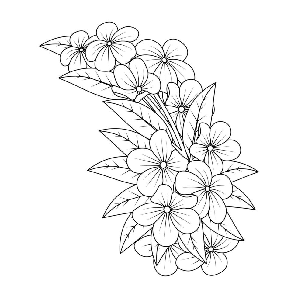 doodle flor para colorir com ilustração de arte de linha criativa anti-stress design desenhado à mão vetor